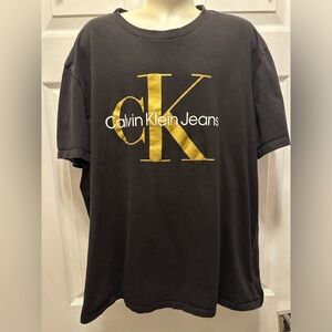 Calvin Klein Jeans Black Short-Sleeve Tee with Gold CK Logo